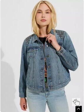 Torrid Studded Light Wash Denim Jacket